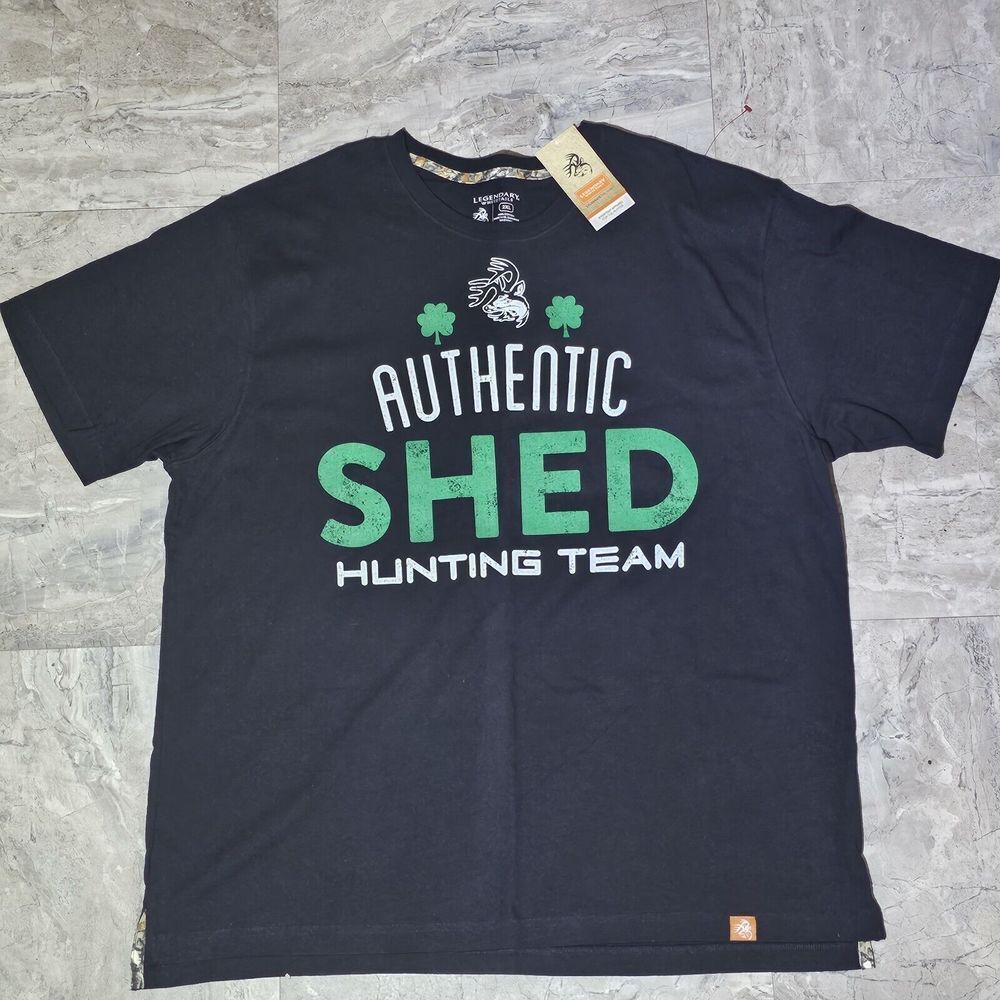 Authentic Shed Hunting Team 2XL T-Shirt Legendary Whitetails Black NWT Outdoor